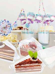 10pcs/20pcs/30pcs Triangle Cake Boxes, Thick Transparent Plastic, Suitable For Desserts Packaging, Bakery, Cafe