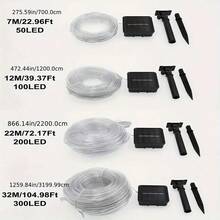 户外太阳能仙女灯，50/100/200/300 LED 闪烁花园灯，带 8 种照明模式按钮控制，防水户外装饰灯串，带柔性管，适用于庭院、花园、栅栏、露台、泳池、婚礼、派对、圣诞节、万圣节、露营、节日气氛