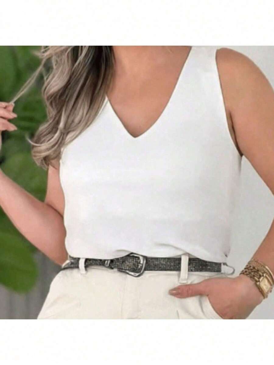 Blusa Feminina Regata Alça Grossa Duna - Branco - Visão 1