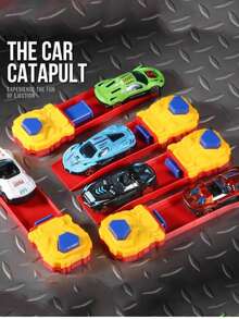 惯性滑行合金车，动态弹射玩具组合射击赛车压铸出租车模型 - 适合3-10岁男孩女孩，儿童节、万圣节、感恩节、圣诞节礼物，无需电池（车身和弹射器颜色及配件随机发送），男孩玩具，汽车，男孩玩具，男孩生日装饰，儿童汽车玩具，男孩玩具 - 彩色 - 查看 5