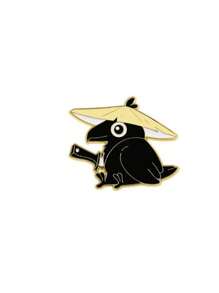 1pc Metal Bird Brooch, Cute Raven Zinc Alloy Enamel Pin, Fashionable Lapel Pin, Button Pin School