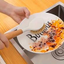 Spazzola per pulizia da cucina con manico lungo, multiuso - Setole durevoli, adatta per pentole, padelle e piatti - Utilizzo applicabile in bagno, camera da letto, soggiorno e all'aperto, Spazzola per cucina resistente