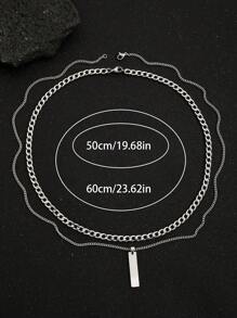 Set de 2 collares para hombre con colgante geométrico de doble capa, adecuado para uso diario, regalo de Navidad y Año Nuevo