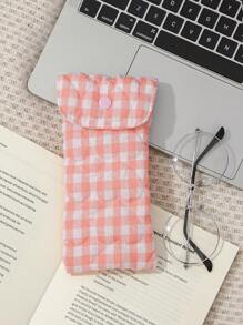 1Pc Cute Floral & Bow Knot Pattern Quilting Glasses Bag ,Travel Glass Pouch ,Girls Glasses Storage Box, Sunglasses Accessories Featuring A Cute Print Style, Cartoon Design, And A Girlish Heart Pattern, Perfectly Protecting Sunglasses And Making It A Great Gift For Summer Vacation ,Journey