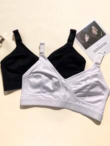 3 st Blommönster Casual & Bekväm Enkel Casual -Fritid -Normalt Stickad Sport-BH För Plus Size Dam - Multifärgad - Visa 5