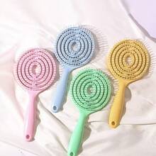 1pc Simple Candy Color Hollow Comb, Creative Lollipop Shaped Hair Brush For Volumizing Top Hair - Multicolor - View 12