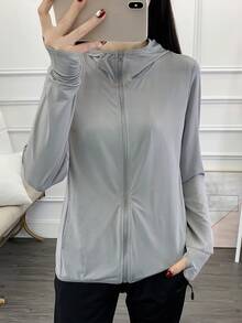 夏季运动1件套女士超薄防晒服单层皮肤风衣长袖防紫外线透气新款户外运动外套