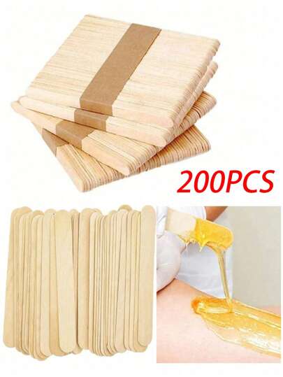 200/150/100 Pcs Medium Size Wooden Wax Sticks Medium Sizes Multi-Purpose Waxing Sticks Spatulas For Body Face Underarm Back Arms Bikini Hair Removal Or Wood Craft Sticks Suit Stirring ,Hair Products And Accessories For Barber Salon Beauty Travel Essentials