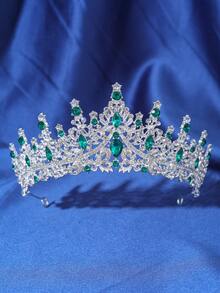 1pc Luxurious Purple Red Semicircular Crown Rhinestone Jewelry Wedding Beautiful Bride Party Ladies Crown Royal Tiaras Costume Crown Hair Garland Headpiece - Silver - View 13