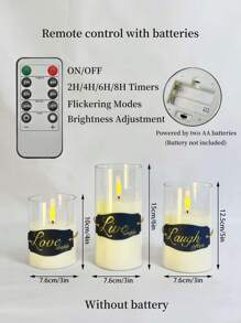 3pcs Flameless Candles - Acrylic Flameless Candles With Timer, Battery Operated Candles With 10-Key Remote, Flickering LED Pillar Candles With 3D Flame Effect, Suitable For Weddings, Parties, Home Decor