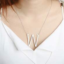 1pc Stainless Steel 26 Alphabet Letter Pendant Necklace