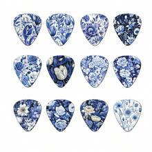 Set de 12 piezas de púas de guitarra de diseños coloridos - Opciones de grosor de 0.46/0.71/1.0mm, Accesorios de instrumentos musicales, Diseños vibrantes para entusiastas de la música como regalo - Azul y blanco - Ver 2