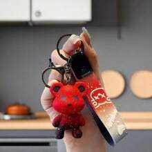1 件品牌渐变熊硅胶钥匙扣 Y2K 美学男女通用饰品，EDC 适合 Z 世代学生和游戏玩家汽车配件包饰品学校卡通可爱哥特万圣节配饰教师节 - 彩色 - 查看 5