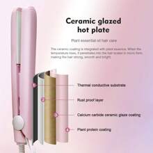 1 pieza Mini Plancha plana enchufable, con múltiples estilos y opciones de color para cabello liso, flequillo, 2 en 1 para rizar y alisar, herramienta de peinado para el uso en dormitorio y hogar