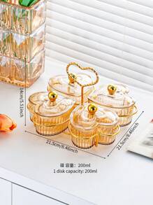 1pc Heart-Shaped Compartment Tray, Fruit Bowl, Candy/Snack/Dessert Plate, Serving Dish For Home/Living Room, Modern Melon Seeds/Dried Fruit Storage Box