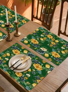 1/4 pièces Dessous de plat en lin bohème coloré, accessoires de cuisine à motif floral, dessous de plat élégants résistants à la pollution, conviennent pour la maison, la salle à manger, la décoration de restaurant
