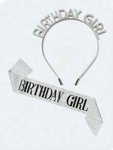 1pc Headband Hair Accessory For Birthday Party Decorations And Atmosphere - Silver - View 8