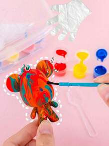 Set de 3 llaveros con diseño de oso de graffiti manual DIY y estilo aleatorio, abre la imaginación de los niños, regalos significativos para fiestas, también son un excelente relleno para calcetines navideños