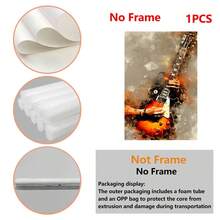 قطعة واحدة ، لوحة جدارية فنية انتزاعية على شكل جيتار بدون إطار، طباعة الملصقات، كانفس مقاوم للماء، مناسب للمنزل والمكتب وغرفة النوم وغرفة المعيشة والدراسة والحمام والبار، يعد هدية عطلة مثالية لديكور المنزل