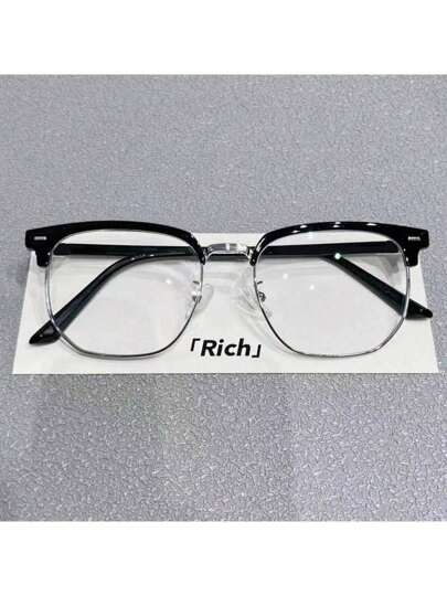 1 pieza Gafas de hombre a la moda, gafas de ordenador y teléfono con montura de metal retro, lentes minimalistas clásicas, opción de regalo ideal