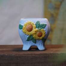 4-Piece Ceramic Succulent Planter, Sunflower Design Multi-Directional Potted Succulent Pots - Multicolor - View 2