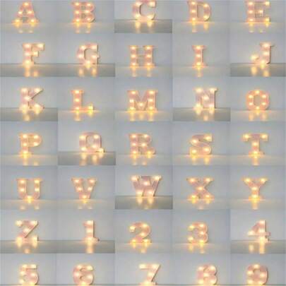 1 luz nocturna luminosa con 26 letras en inglés LED, luz alfanumérica adecuada para bodas, fiestas, cumpleaños y decoraciones festivas