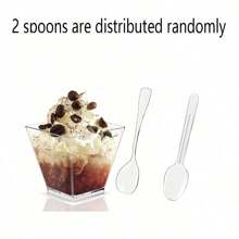 20pcs Transparent Plastic Dessert Cups And 50pcs Square Jelly Cups With Spoons, Reusable Mini Dessert Cups, Party Supplies, Mousse Cake Cups, Pudding Cups, Party Supplies, Outdoor Travel And Picnics