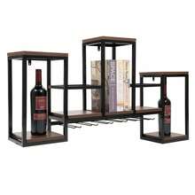 HaroldDol Wine Rack Table - Black Shelf + Wood Color Upper and Bottom - View 10