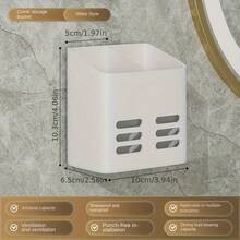 1pc Wall Mounted Bathroom Storage Rack, Toothbrush Toothpaste Comb Storage Tube, Bathroom Storage Drain Rack, Makeup Brush Holder, Bathroom Accessories - Multicolor - View 9