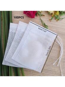 1 Pack-100pcs High-Quality Disposable Tea Bags In Various Sizes - Perfect For Loose Leaf, Herbs & Spices With Drawstring & Filter Paper - Organic Non-Woven Fabric, Tea Accessories - White - View 16