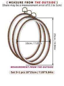 3 قطع دائرة خياطة متنوعة الأحجام 6 بأسلوب عتيق مزين بالخشب البني وملمس الخشب الطبيعي لعمل الاشغال اليدوية، اطر سشوار الحلم الديكورية المعلقة. مصنوعة من مواد عالية الجودة البلاستيك والمعدن. مناسبة لأغراض الديكور كالهالوين وعيد الميلاد والهواتف والحقائب والاثاث والسيارات