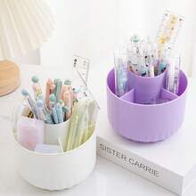 Rotating Pen Holder, Multi-Function Pen Rack, Multi-Compartment Stationery Storage Organizer, Large Capacity Storage Bag, Pencil Cup Holder For Office School Home, Makeup Brush Holder, Art Supply Box, Storage Box, Gift For Graduation - Multicolor - View 4