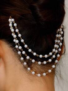 1 قطعة مشبك شعر أنيق متعدد الطبقات مزين بالشرابات واللؤلؤ ذو طرفين، مناسب لارتداء النساء في المناسبات الرسمية والكاجوال، اكسسوار شعر من سبيكة الزنك مناسب كهدية، مشابك شعر، مشابك شعر، مشابك شعر