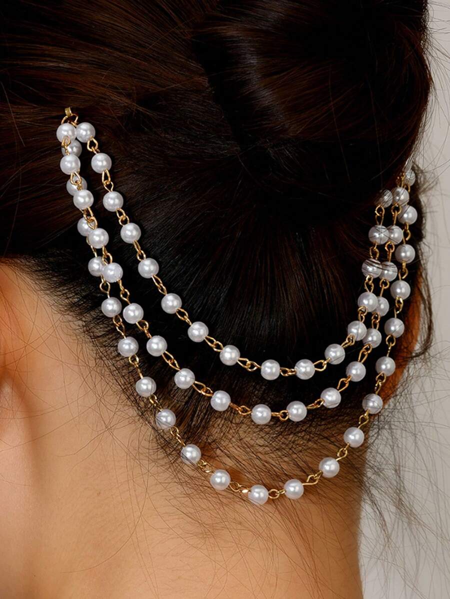 1 قطعة مشبك شعر أنيق متعدد الطبقات مزين بالشرابات واللؤلؤ ذو طرفين، مناسب لارتداء النساء في المناسبات الرسمية والكاجوال، اكسسوار شعر من سبيكة الزنك مناسب كهدية، مشابك شعر، مشابك شعر، مشابك شعر