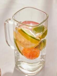 1pc Transparent Glass Water Cup, Highly Attractive Summer Juice Cup, Cup With Straw Lid Three Pieces Set