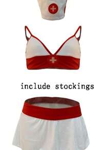 2025 Sexy Hollow-Out Nurse Lingerie Costume Set For Women | Exotic Three-Piece Role Play Uniform With Sheer Mesh Design | Erotic White Angel Nurse Cosplay Outfit For Bedroom & Party, Plus Size, With Stethoscope