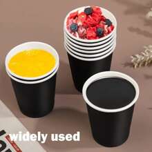 24/48 Stücke Pappbecher, 9oz Einweg-Kaffeetassen und Teebecherför heiße und kalte Getränke, Geburtstags-,Hochzeits-,Party,- und Feiertagszubehör für Picknicks, geeignet für Restaurants, Foodtrucks, Küchen, Büros, Schwarz