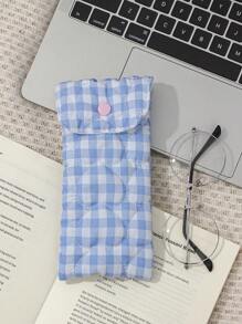 1Pc Cute Floral & Bow Knot Pattern Quilting Glasses Bag ,Travel Glass Pouch ,Girls Glasses Storage Box, Sunglasses Accessories Featuring A Cute Print Style, Cartoon Design, And A Girlish Heart Pattern, Perfectly Protecting Sunglasses And Making It A Great Gift For Summer Vacation ,Journey