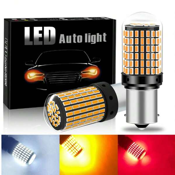YERBW 2pcs 1156 7440 LED Turn On Light 144led Yellow Light Canbus Warning Flash Supply To All Car Model Car Light Turn Single Lamp