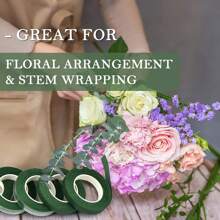 1 rollo de 28m/1/6 de cinta decorativa floral, cinta floral verde para ramos de flores, manualidades florales, suministros de florería, arreglos florales de boda