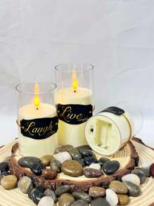 3pcs Flameless Candles - Acrylic Flameless Candles With Timer, Battery Operated Candles With 10-Key Remote, Flickering LED Pillar Candles With 3D Flame Effect, Suitable For Weddings, Parties, Home Decor