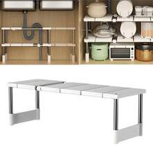 1pc Adjustable Stainless Steel Under Sink Storage Organizer Rack - Single/Double Tier Cabinet Organizer, Solid Metal And Plastic Design With Flexible Tubing For Space-Saving Kitchen Storage And Organization - Multicolor - View 8