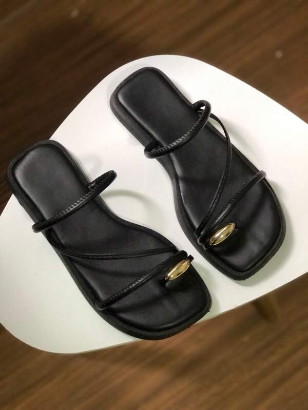 Sandália Feminina Flatform com detalhe em abs no dedinho elegante rasteirinha feminina verão