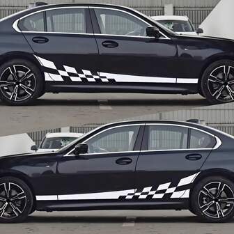 2 pièces Autocollants de voiture Ligne de taille de porte Autocollant décoratif DIY Accessoires de Tuning Auto Rayures latérales Accessoires de carrosserie Autocollant pour véhicule complet