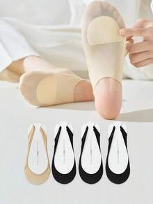 1/4 Pair Invisible Socks, Suitable For High Heels, Ultra-Thin No Show Socks For Spring/Summer With Anti-Slip Design For Women - Multicolor - View 22