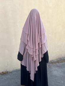 1 chiếc khăn trùm đầu dài bằng vải voan 3 lớp thời trang dành cho nữ khimar, khăn choàng cổ tiện lợi, nhẹ nhàng, thanh lịch, sang trọng, phù hợp cho các hoạt động ngoài trời hàng ngày, cầu nguyện, tụ họp, trang phục dự tiệc - Mũ trùm đầu dài bằng vải chiffon ba lớp - Xem 17
