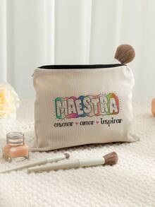 VOESETO 1 件教师教爱启发西班牙图案化妆包，旅行盥洗收纳包，派对礼物拉链收纳包，化妆包轻便旅行礼物，适合男士女士 - 彩色 - 查看 7