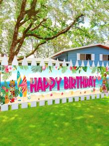 Hawaiian Birthday Party Supplies Aloha Luau Party Banner ,78*13in Tropical Flamingo Party Decorations Large Yard Sign Background For Luau Party Birthday Party Indoor Outdoor Decorations