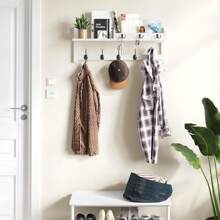 Key Hooks Wall Hooks With Shelves Entrance Wall Hangers Wooden Coat Hooks Wall Hangers With Shelves Wall Hangers With 5 Double Hooks 3 Key Hooks Mail Organizer And Key Holder Key Holder