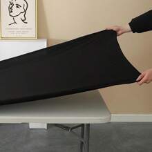 1 pièce de housse de table ajustée à moitié, nappe rectangulaire en polyester, options de couleurs multiples, ajustement élastique et ajusté, convient pour les tables pliantes de 4/6/8 pieds, lavable pour le pique-nique, le camping, l'intérieur et l'extérieur